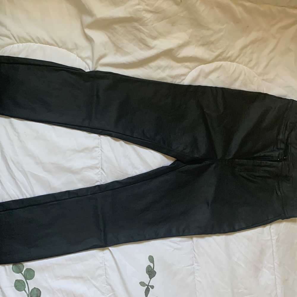 Black faux leather pants